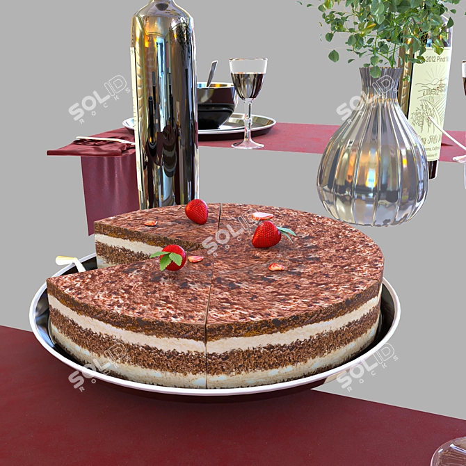Sleek Dining Table Set 01 3D model image 7