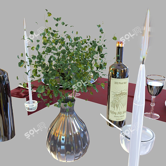 Sleek Dining Table Set 01 3D model image 8