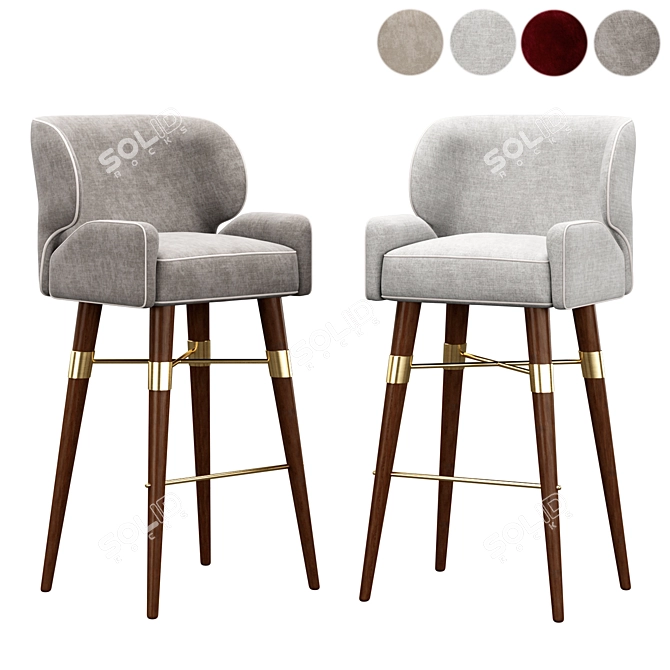 Elegant Louis Bar Stool 3D model image 1