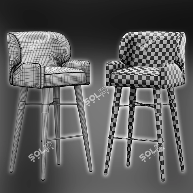 Elegant Louis Bar Stool 3D model image 3