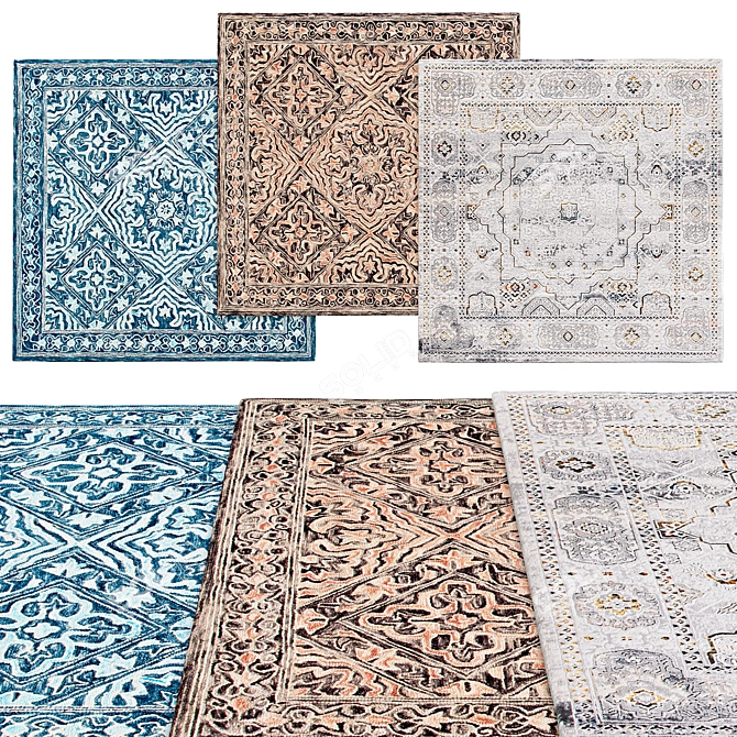 Square Rugs: Versatile Sizes | 3 Options 3D model image 1