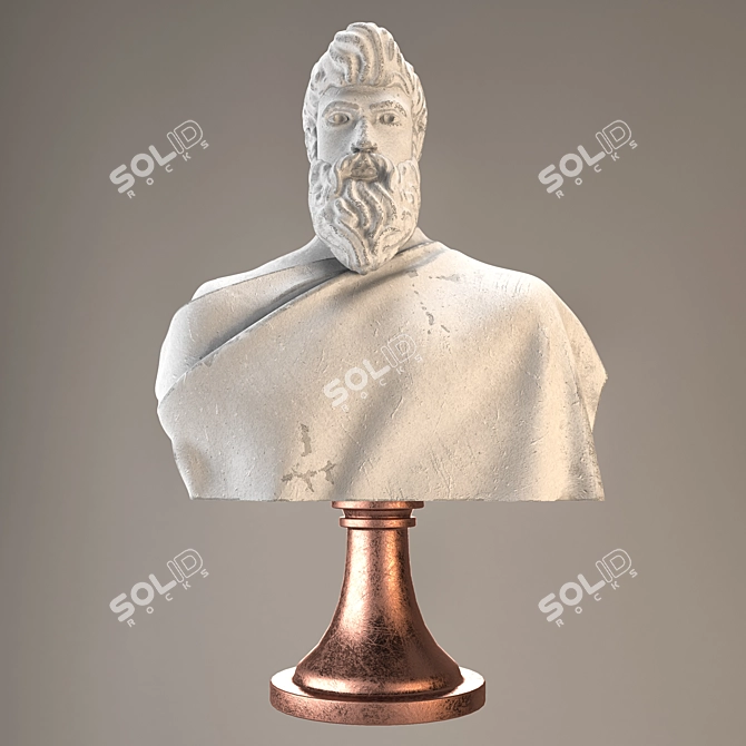 Elegant Roman Bust Sculpture 3D model image 2