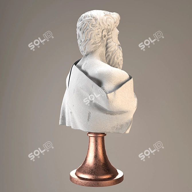 Elegant Roman Bust Sculpture 3D model image 4