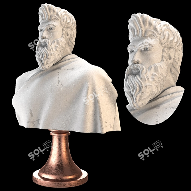 Elegant Roman Bust Sculpture 3D model image 7