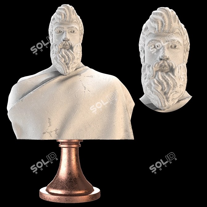 Elegant Roman Bust Sculpture 3D model image 15