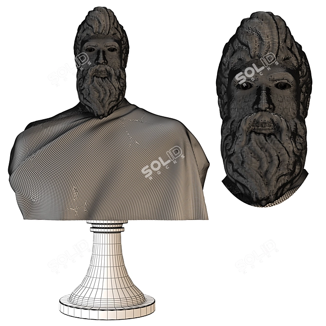 Elegant Roman Bust Sculpture 3D model image 21