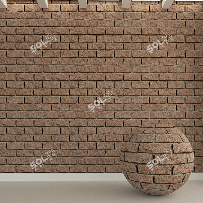 Aged Brick Wall Tile - Vintage Loft Retro 3D model image 1