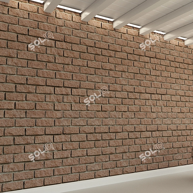 Aged Brick Wall Tile - Vintage Loft Retro 3D model image 2
