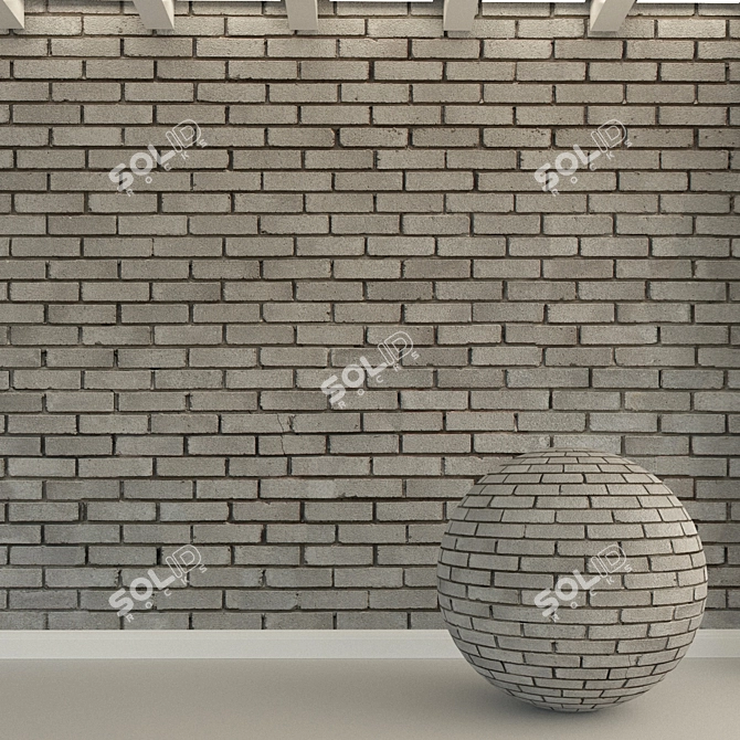 Vintage Brick Wall Texture 3D model image 1