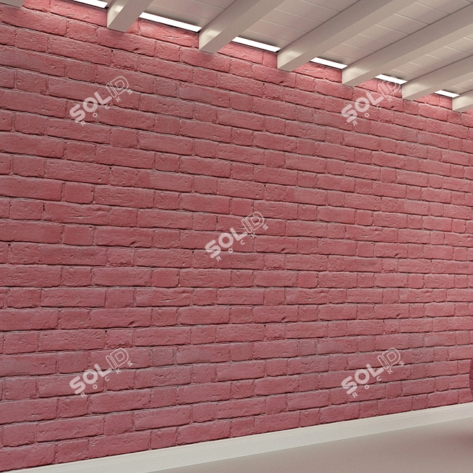 Vintage Brick Wall 3D model image 3