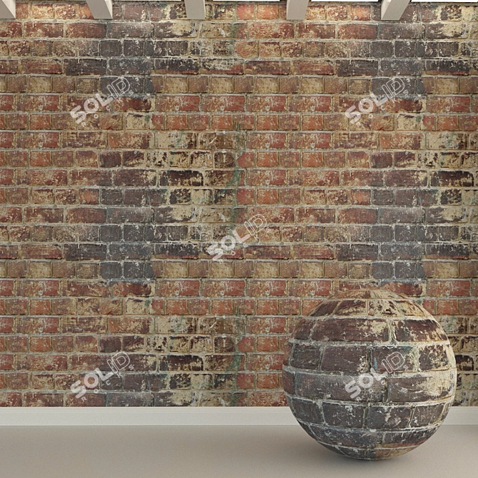  Authentic Vintage Brick Wall 3D model image 1