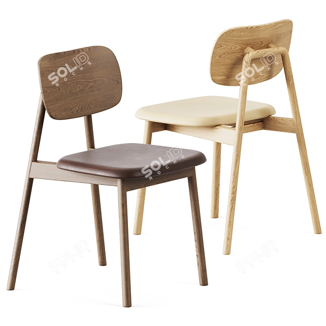 Elegant Wooden Klara Chair 3D model image 2