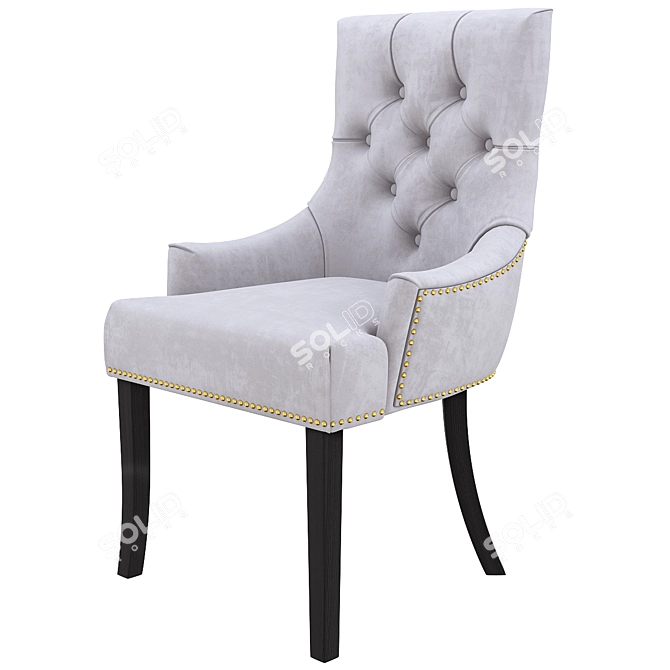 Elegance in Black: Velvet Chair with Black Legs 3D model image 1