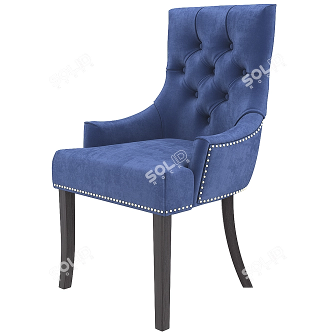 Elegance in Black: Velvet Chair with Black Legs 3D model image 2