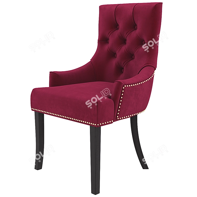 Elegance in Black: Velvet Chair with Black Legs 3D model image 4