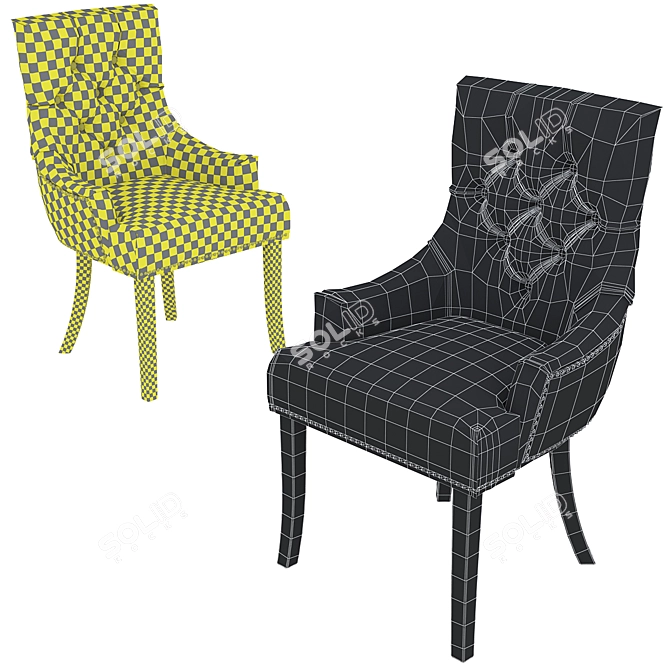 Elegance in Black: Velvet Chair with Black Legs 3D model image 7