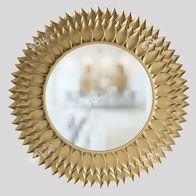 Petal Gold Mirror: Elegant Wall Decor 3D model image 1