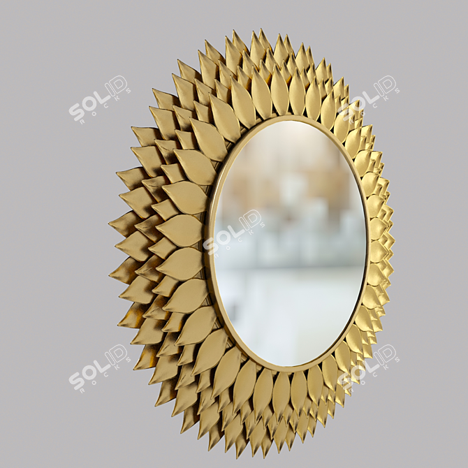 Petal Gold Mirror: Elegant Wall Decor 3D model image 2