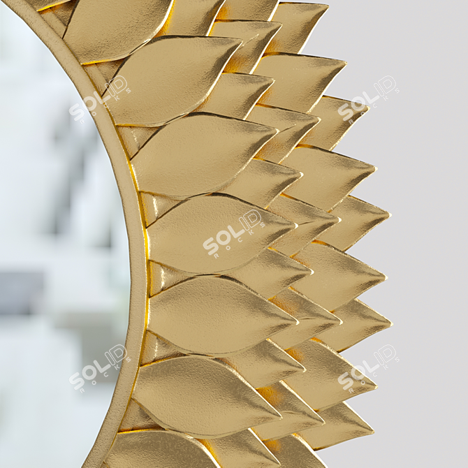 Petal Gold Mirror: Elegant Wall Decor 3D model image 3