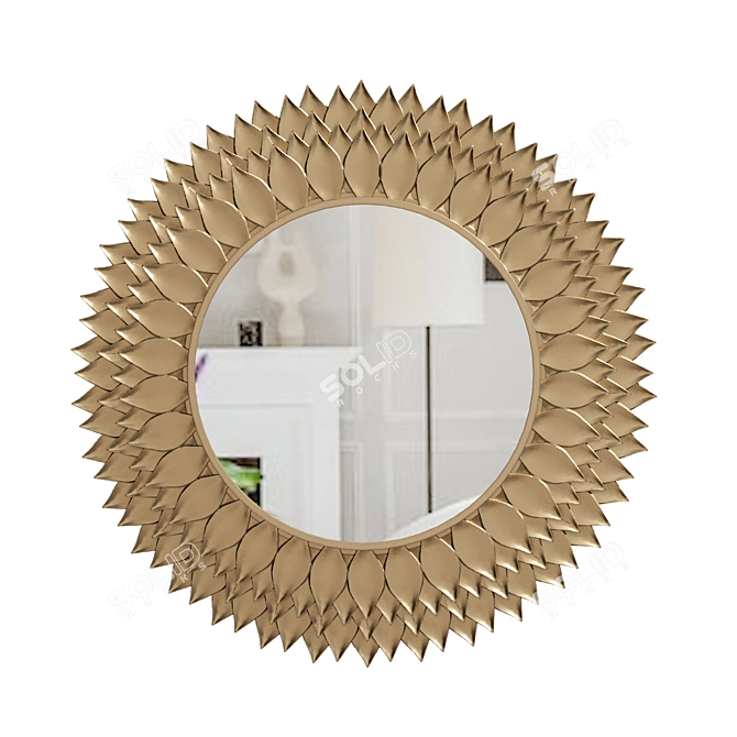 Petal Gold Mirror: Elegant Wall Decor 3D model image 5