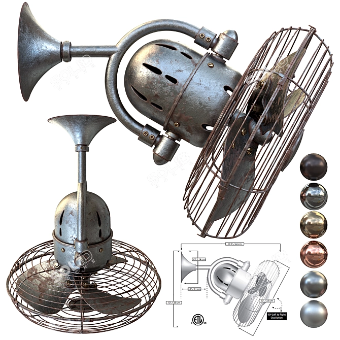 Outdoor Wall Fan with Wall Control 3D model image 1