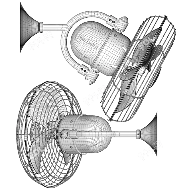 Outdoor Wall Fan with Wall Control 3D model image 7