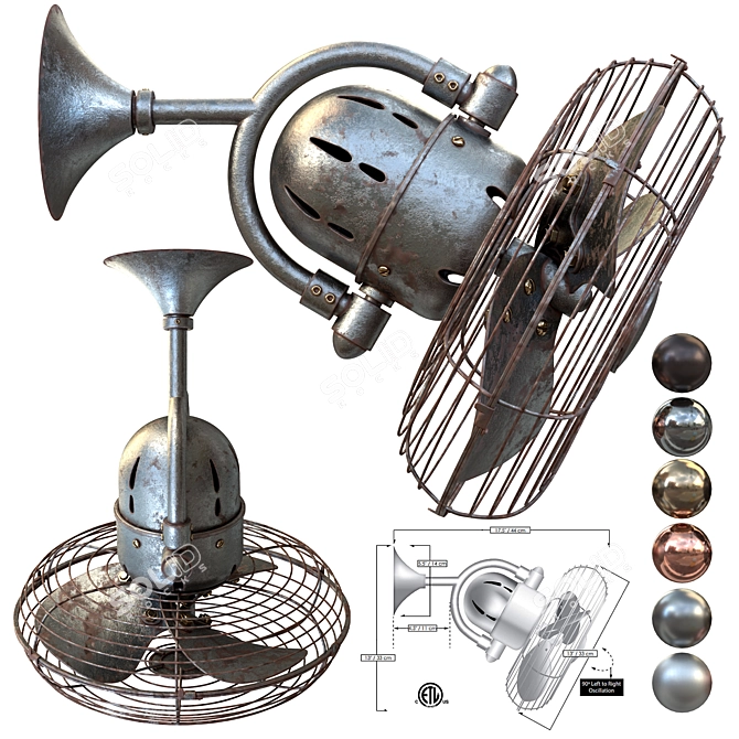 Outdoor Wall Fan with Wall Control 3D model image 11