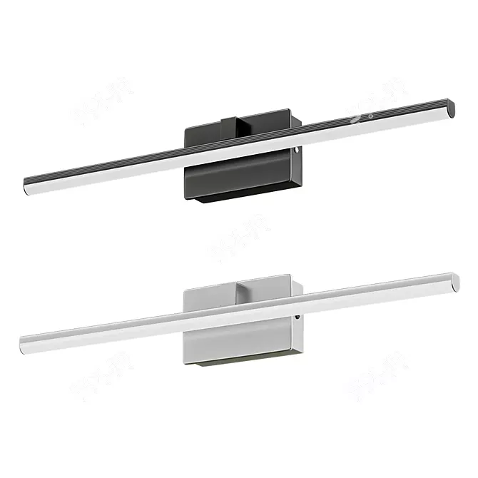 Black and White Linear Vanity Light: Modernist LED Aluminum Wall Fixture 3D model image 1