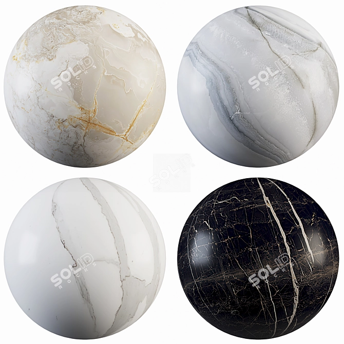 Marble Collection: Ocean Beige, Elegant Black, Calacatta White 3D model image 1