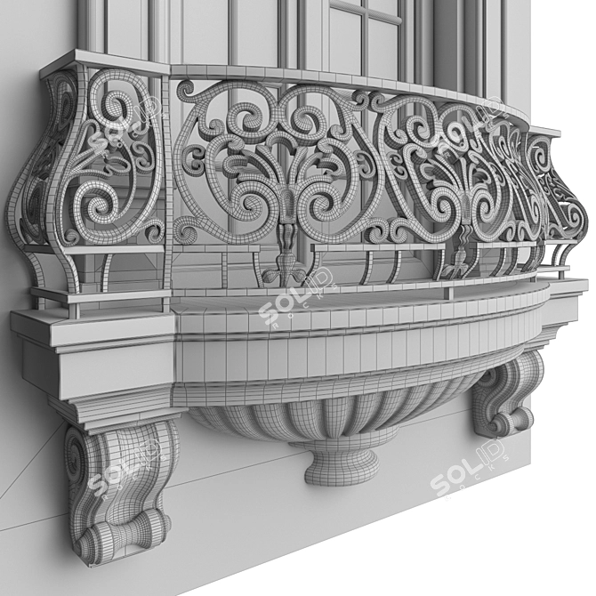 Elegant Iron Balconies 3D model image 7