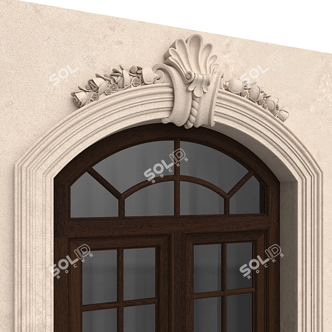 Elegant Stucco Balcony Set 3D model image 2
