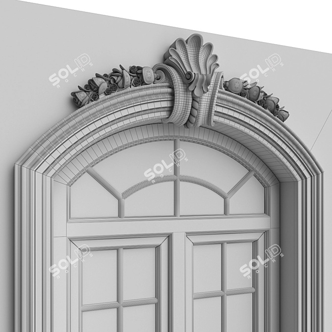 Elegant Stucco Balcony Set 3D model image 5