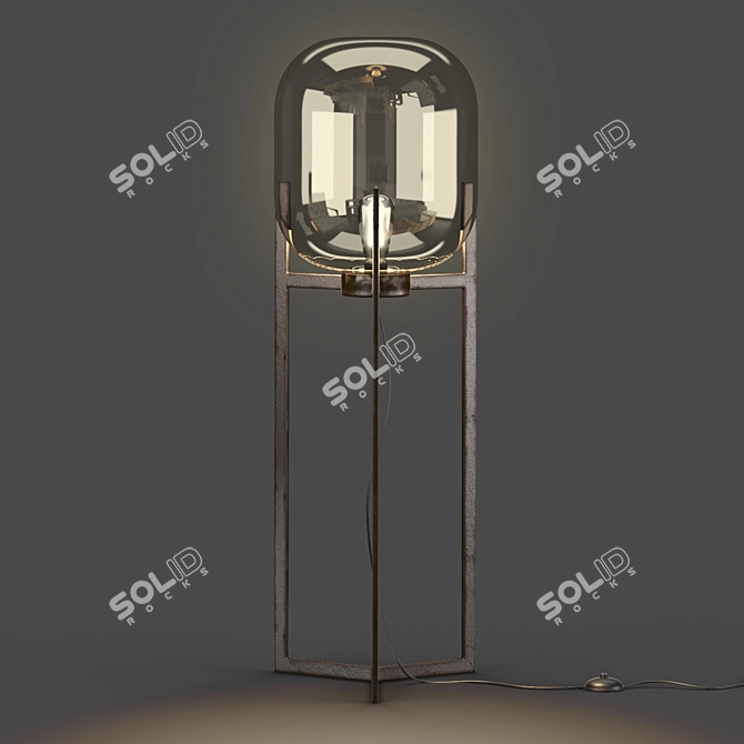 Sleek Steel Sasha Floor Lamp 3D model image 3