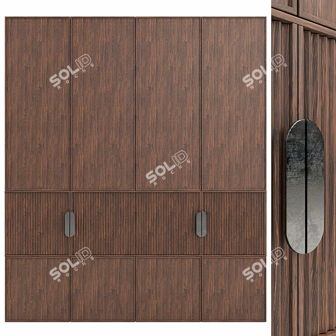 Sleek Modern Wardrobe in 180cm - Premium Design 3D model image 1