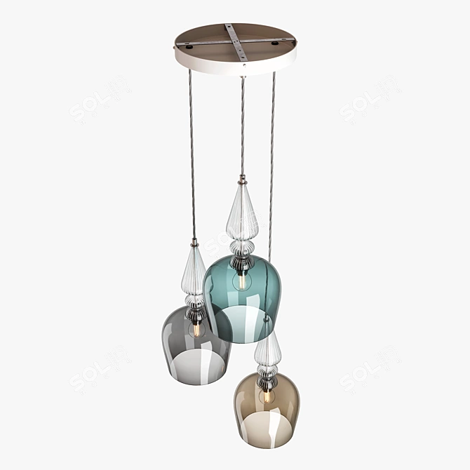 Title: Spindle Shade Glass Cluster Pendant 3D model image 3