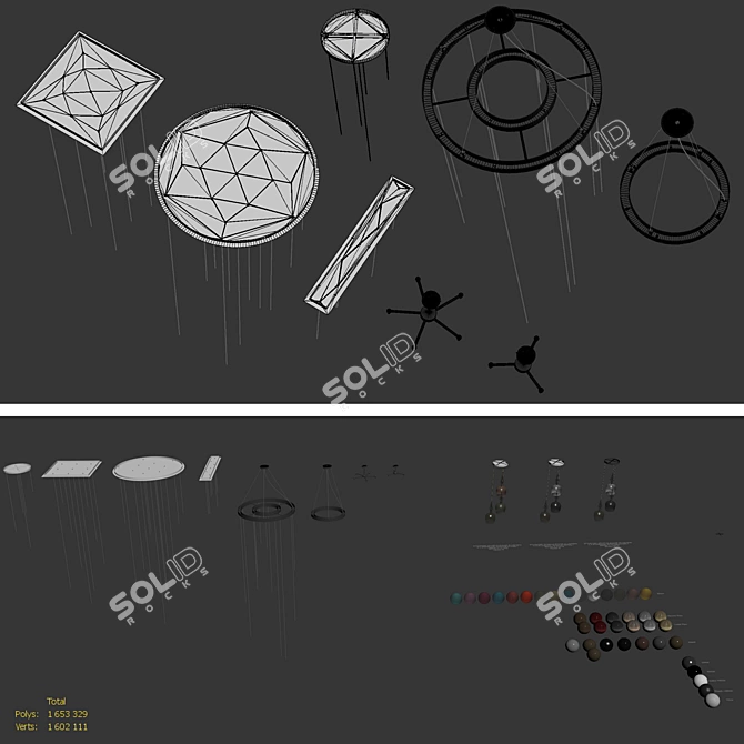 Title: Spindle Shade Glass Cluster Pendant 3D model image 7