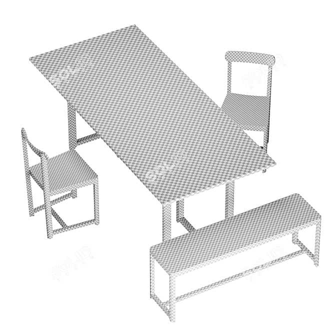 Sleek Seleri Furniture Set: Chair, Bench, and Table 3D model image 1