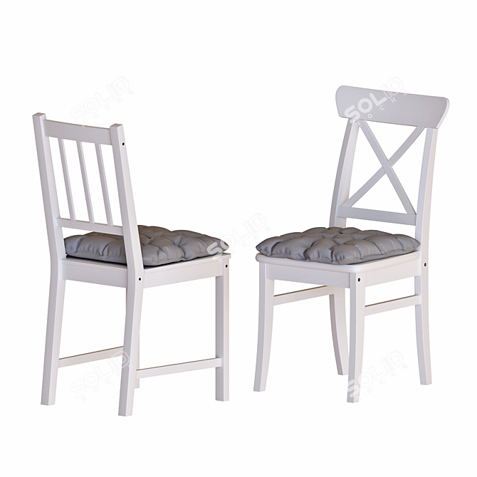 Scandinavian Oak Dining Set 3D model image 3