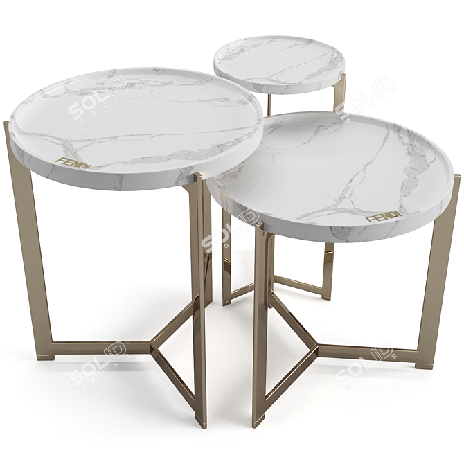 Fendi Casa Ripple Marble Coffee Set 3D model image 4