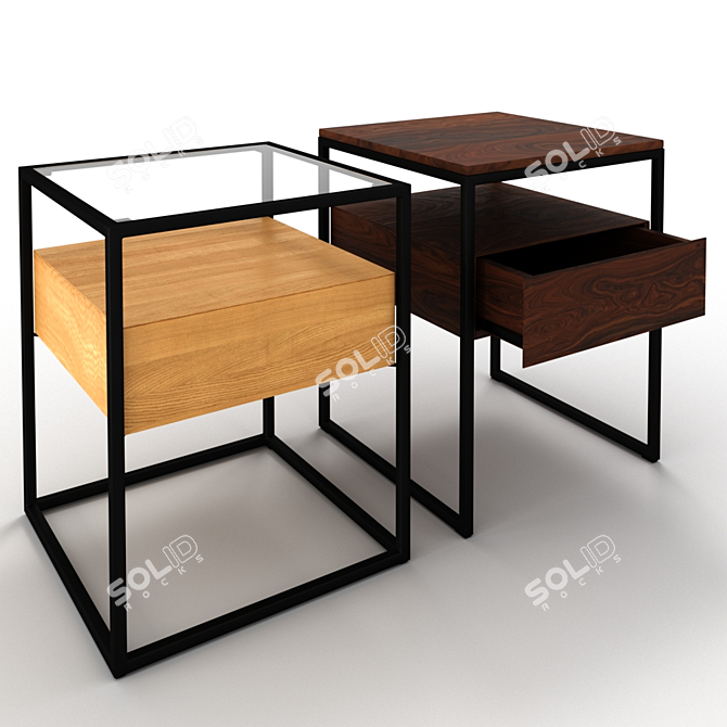 Sleek Bedside Table: Modern Design, 1 Drawer 3D model image 1