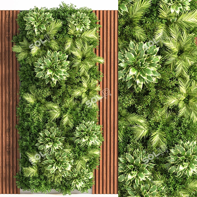 Rustic Wood Vertical Garden 3D model image 2