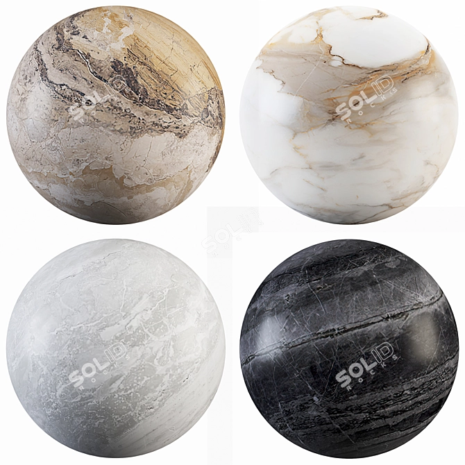 Marble Collection: Gray, Black, Oro, Statuario 3D model image 1