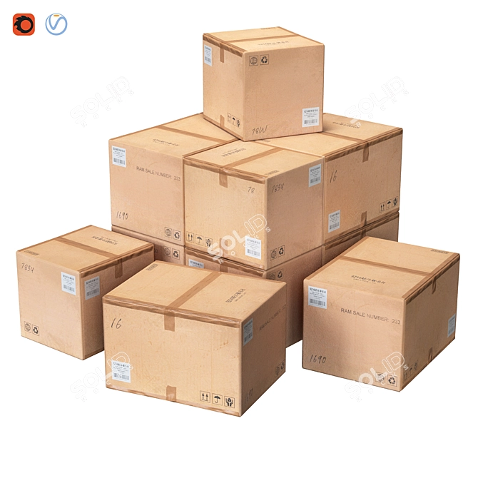 Low Poly Cardboard Boxes - Realistic 3D Model 3D model image 1