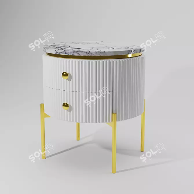 Round Bedside Table: Sleek and Stylish 3D model image 1