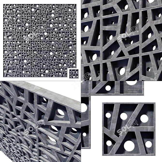 Concrete Angle Line Hole N6 Tile 3D model image 1