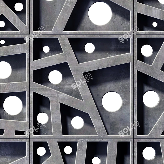 Concrete Angle Line Hole N6 Tile 3D model image 3