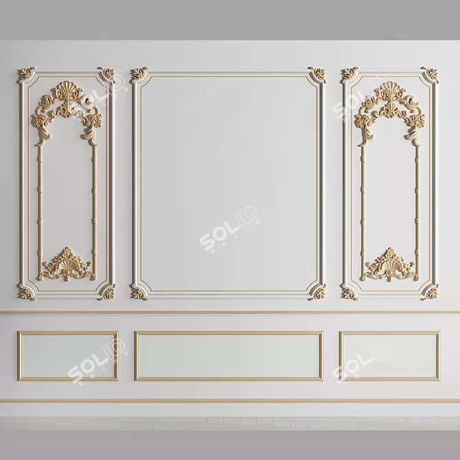 Elegant Wall Moulding Design 3D model image 1