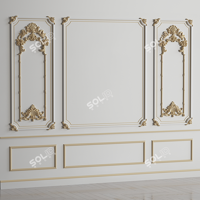 Elegant Wall Moulding Design 3D model image 2