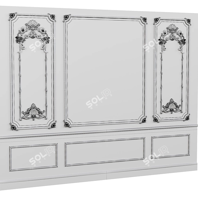 Elegant Wall Moulding Design 3D model image 4