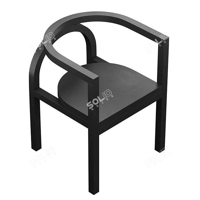 ARCH Black Painted Hardwood Cabinet 3D model image 4